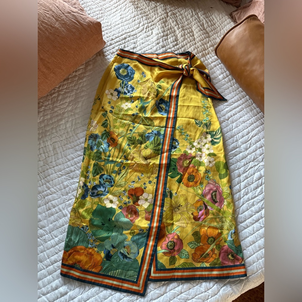 Alemais Yellow Floral Midi Wrap Skirt - Picture 6 of 9